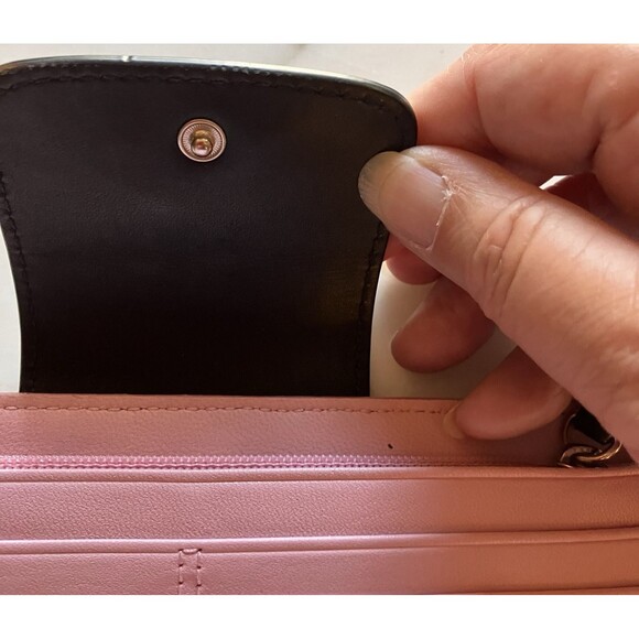 Coach Madison Op Art Black Slim Checkbook & Wallet Logo Snap Close Coin Holder - Picture 6 of 11